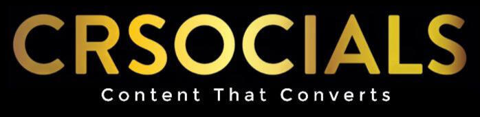 CRSOCIALS logo black and gold branding